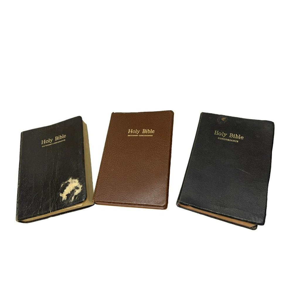 Vtg 1970s Lot Of 3 Holy Bible 2 Concordance  Dictionary Nelson & Other